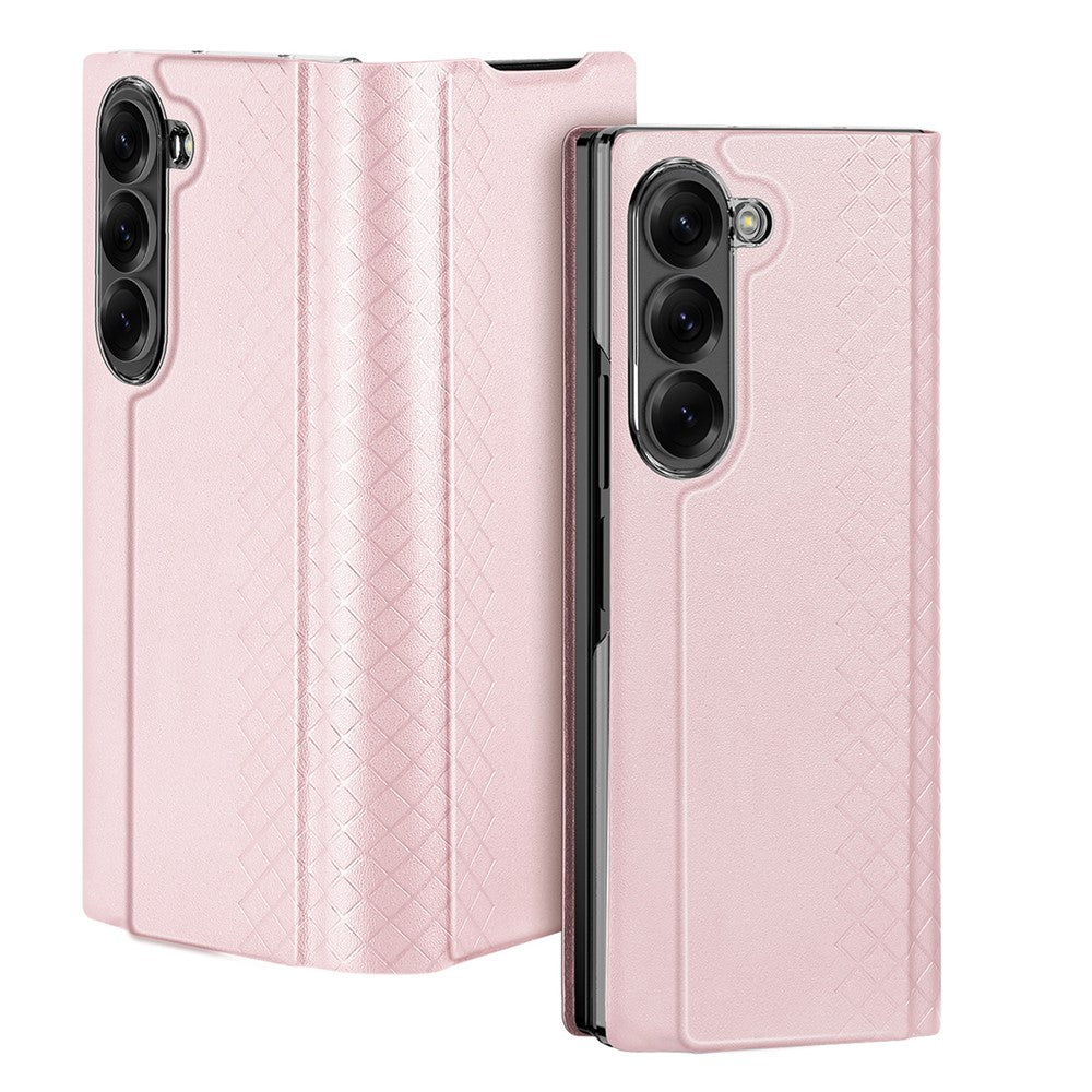 For Samsung Galaxy Z Fold7 5G Case DUX DUCIS Bril Series Leather+PC Phone Cover with Stand - Pink