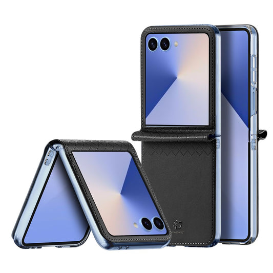 For Samsung Galaxy Z Flip7 5G Case DUX DUCIS Bril Series Leather+PC Phone Cover - Black