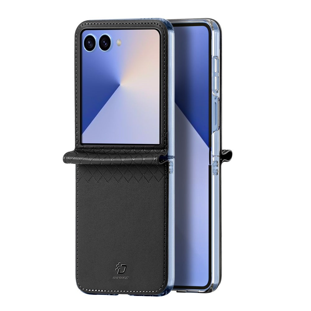 For Samsung Galaxy Z Flip7 5G Case DUX DUCIS Bril Series Leather+PC Phone Cover - Black