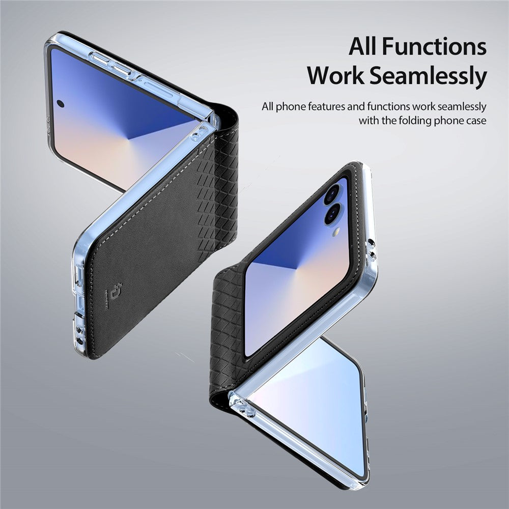 For Samsung Galaxy Z Flip7 5G Case DUX DUCIS Bril Series Leather+PC Phone Cover - Black