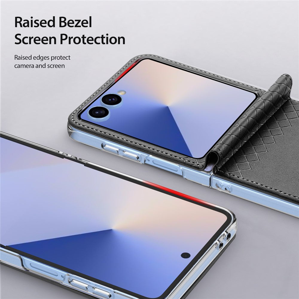 For Samsung Galaxy Z Flip7 5G Case DUX DUCIS Bril Series Leather+PC Phone Cover - Black