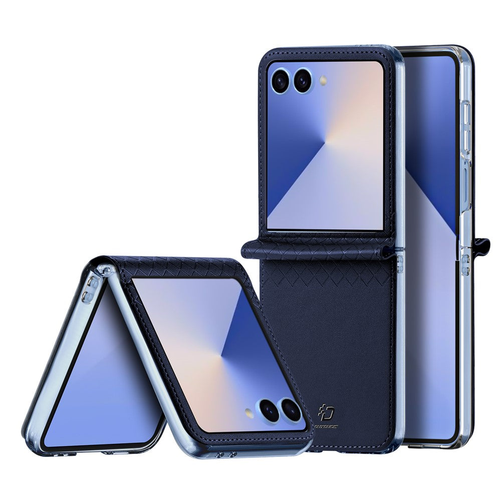For Samsung Galaxy Z Flip7 5G Case DUX DUCIS Bril Series Leather+PC Phone Cover - Blue