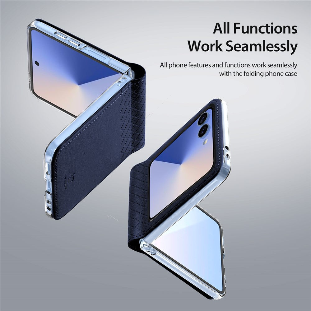 For Samsung Galaxy Z Flip7 5G Case DUX DUCIS Bril Series Leather+PC Phone Cover - Blue