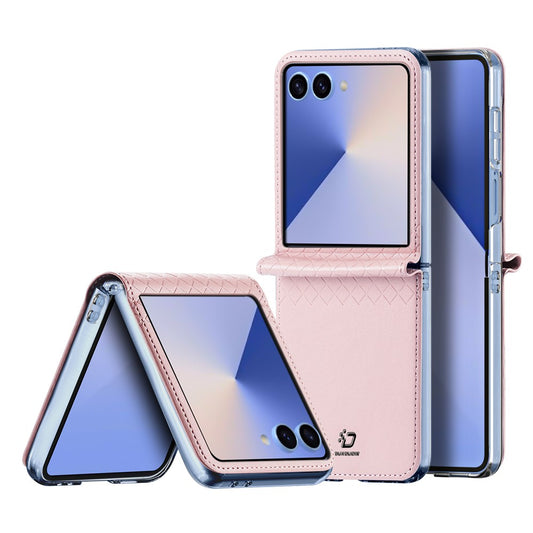For Samsung Galaxy Z Flip7 5G Case DUX DUCIS Bril Series Leather+PC Phone Cover - Pink