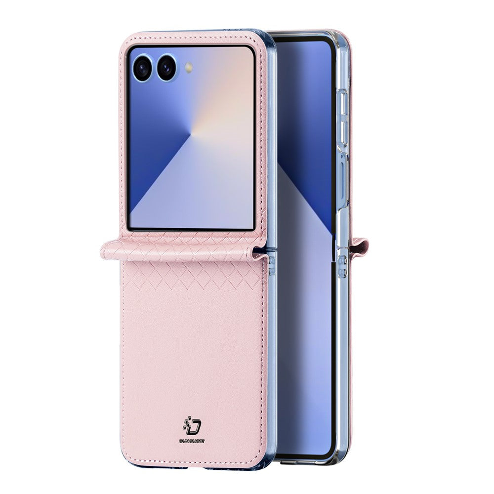 For Samsung Galaxy Z Flip7 5G Case DUX DUCIS Bril Series Leather+PC Phone Cover - Pink