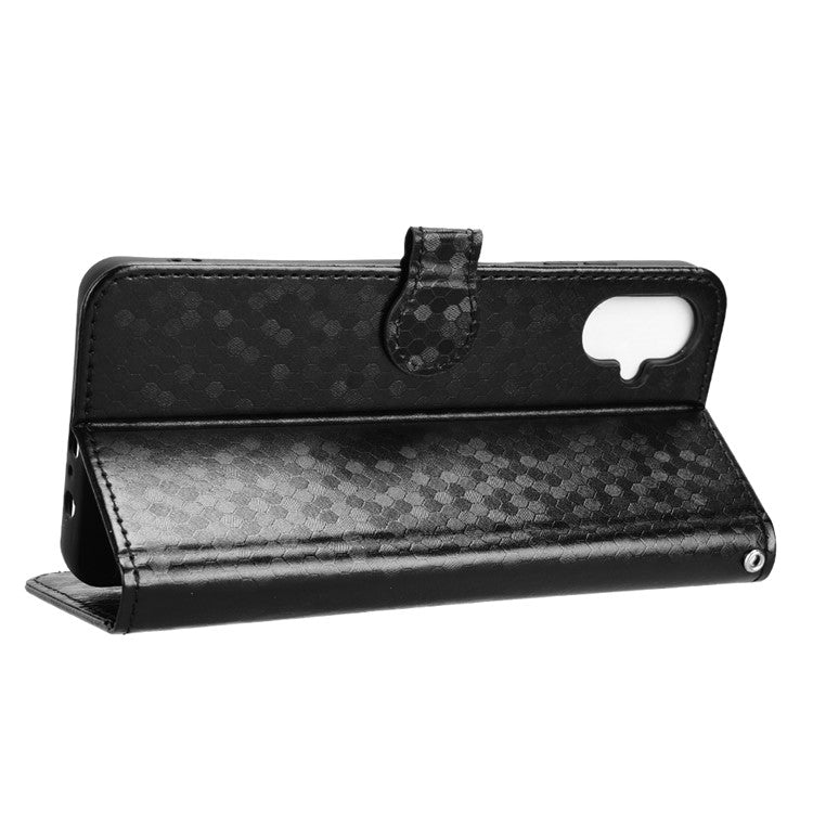 For Samsung Galaxy F06 5G  /  M06 5G Wallet Case Dot Pattern Imprint PU Leather Phone Cover - Black