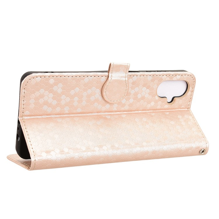 For Samsung Galaxy F06 5G  /  M06 5G Wallet Case Dot Pattern Imprint PU Leather Phone Cover - Rose Gold