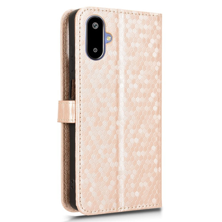 For Samsung Galaxy F06 5G  /  M06 5G Wallet Case Dot Pattern Imprint PU Leather Phone Cover - Rose Gold