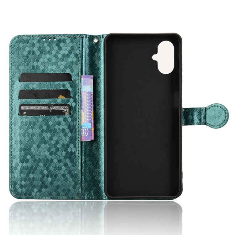 For Samsung Galaxy F06 5G  /  M06 5G Wallet Case Dot Pattern Imprint PU Leather Phone Cover - Green