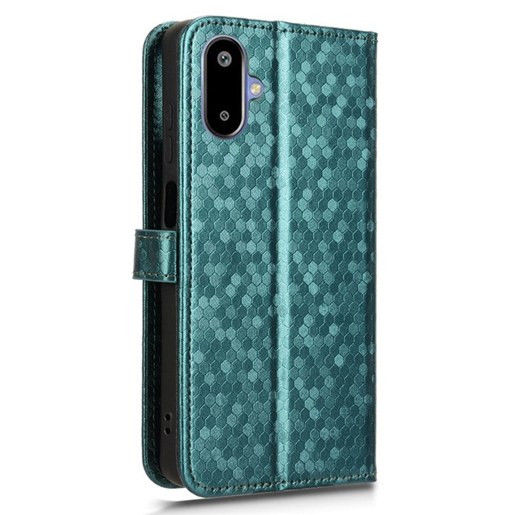 For Samsung Galaxy F06 5G  /  M06 5G Wallet Case Dot Pattern Imprint PU Leather Phone Cover - Green