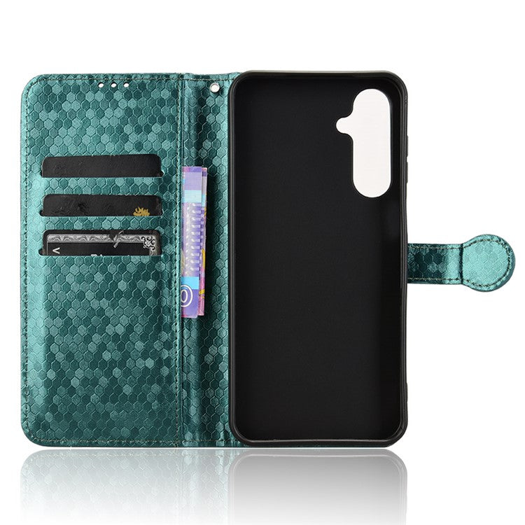 For Samsung Galaxy M16 5G  /  F16 5G Wallet Case Dot Pattern Imprint PU Leather Phone Cover - Green