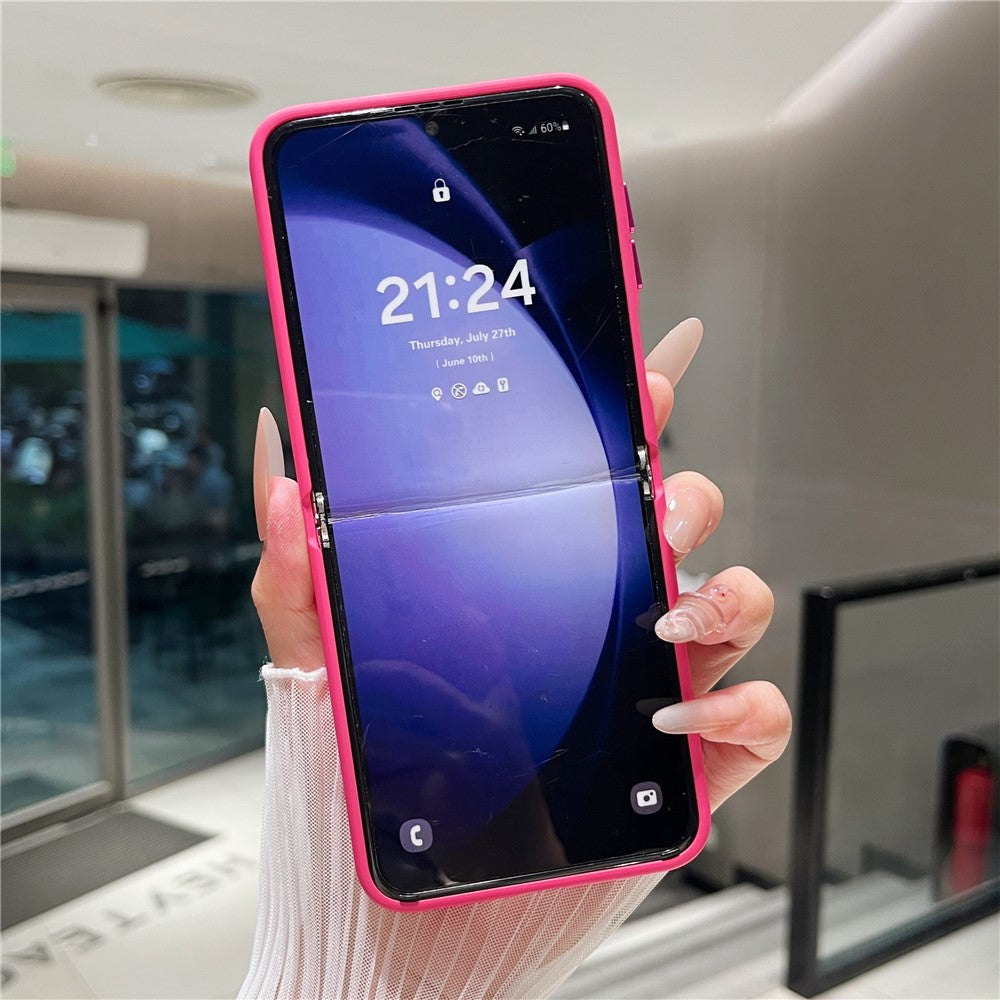 For Samsung Galaxy Z Flip7 FE 5G / Z Flip6 5G Magnetic Case Mirror Surface TPU + PC Shockproof Phone Cover - Rose