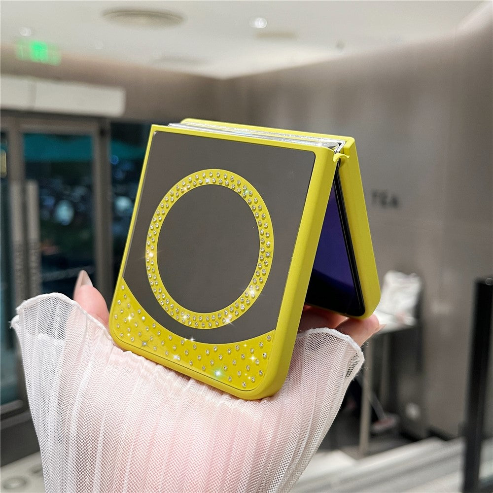 For Samsung Galaxy Z Flip7 FE 5G / Z Flip6 5G Magnetic Case Mirror Surface TPU + PC Shockproof Phone Cover - Yellowgreen