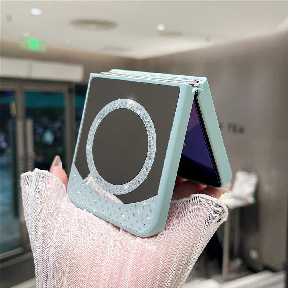 For Samsung Galaxy Z Flip7 FE 5G / Z Flip6 5G Magnetic Case Mirror Surface TPU + PC Shockproof Phone Cover - Baby Blue