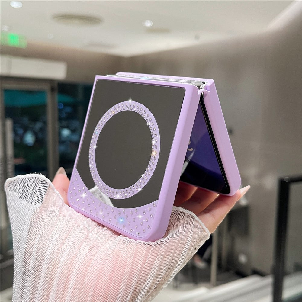 For Samsung Galaxy Z Flip7 FE 5G / Z Flip6 5G Magnetic Case Mirror Surface TPU + PC Shockproof Phone Cover - Purple