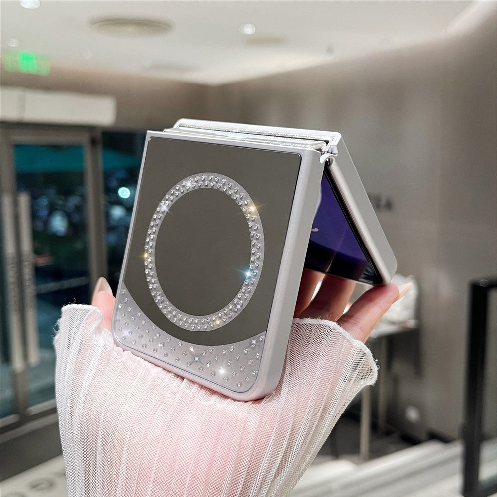 For Samsung Galaxy Z Flip7 FE 5G / Z Flip6 5G Magnetic Case Mirror Surface TPU + PC Shockproof Phone Cover - Silver