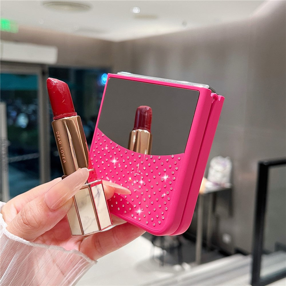 For Samsung Galaxy Z Flip7 FE 5G / Z Flip6 5G Case Mirror Surface TPU + PC Shockproof Phone with Metal Lens Frame - Rose