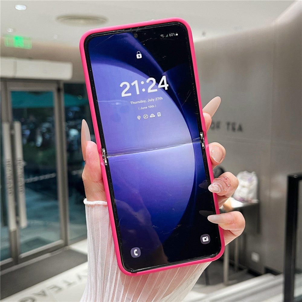 For Samsung Galaxy Z Flip7 FE 5G / Z Flip6 5G Case Mirror Surface TPU + PC Shockproof Phone with Metal Lens Frame - Rose