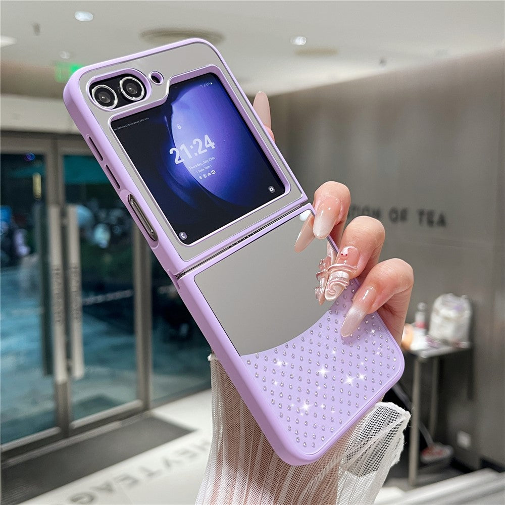 For Samsung Galaxy Z Flip7 FE 5G / Z Flip6 5G Case Mirror Surface TPU + PC Shockproof Phone with Metal Lens Frame - Purple