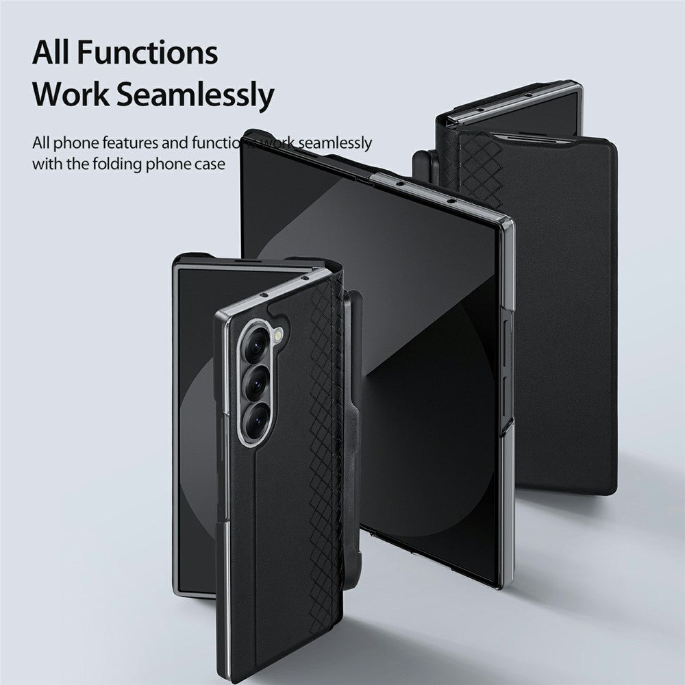 DUX DUCIS Bril Series For Samsung Galaxy Z Fold7 5G Case Leather Stand Phone Cover with Pen Holder - Black