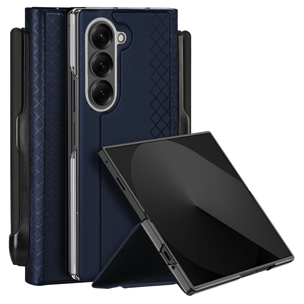 DUX DUCIS Bril Series For Samsung Galaxy Z Fold7 5G Case Leather Stand Phone Cover with Pen Holder - Blue