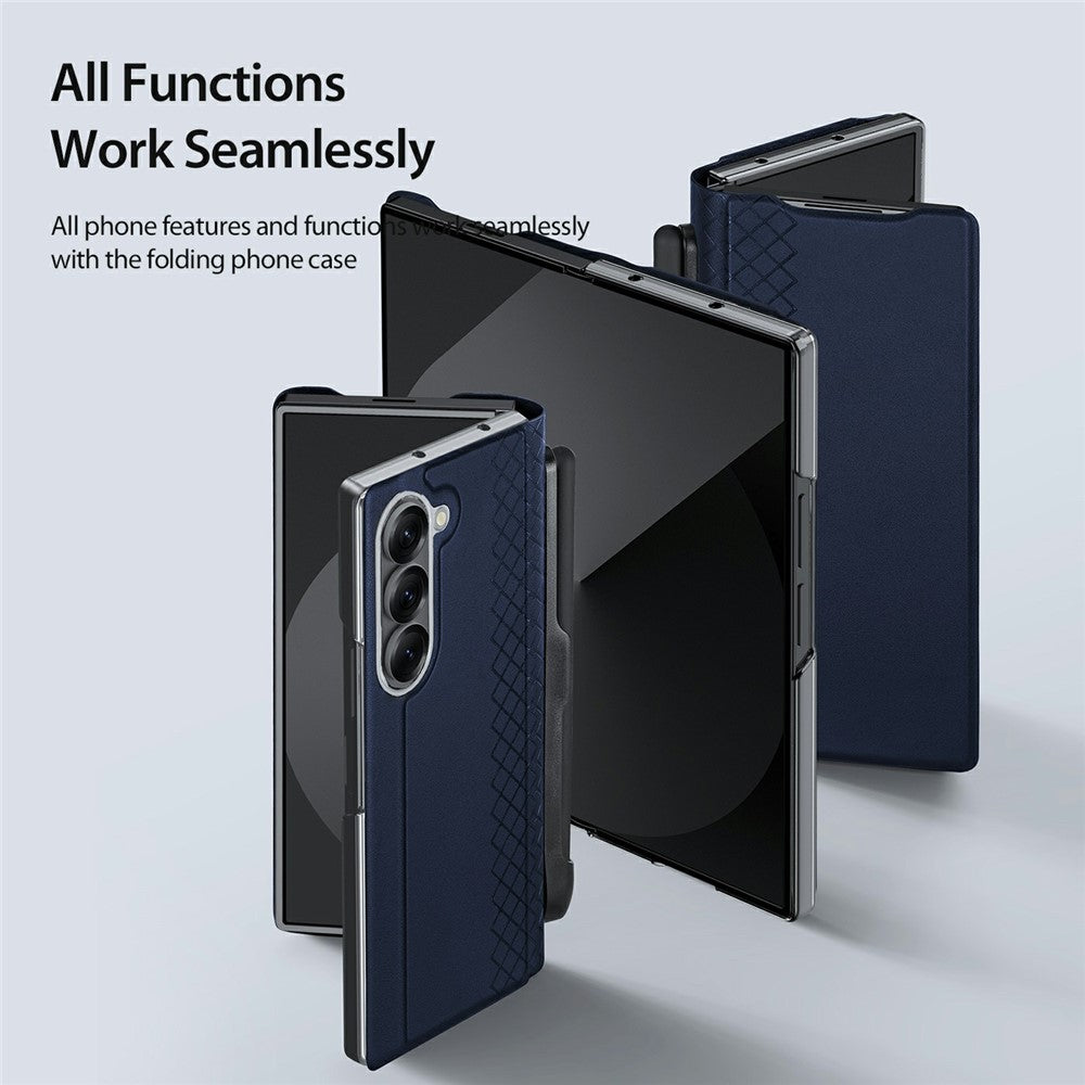 DUX DUCIS Bril Series For Samsung Galaxy Z Fold7 5G Case Leather Stand Phone Cover with Pen Holder - Blue