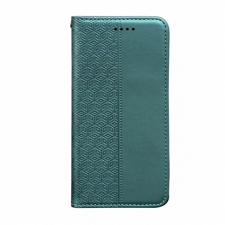 For Samsung Galaxy M16 5G  /  F16 5G Wallet Phone Case Strong Magnetic Checkered Pattern Imprint Leather Flip Cover - Green