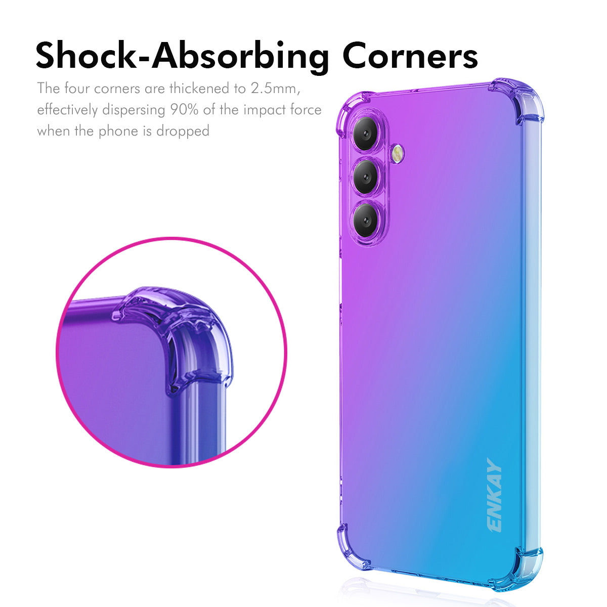 For Samsung Galaxy F16 5G / Galaxy M16 5G TPU Case ENKAY Thickened Four Corner Drop-proof Phone Back Cover - Purple / Gold