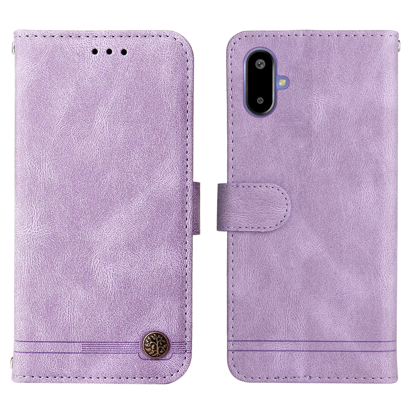 For Samsung Galaxy F06 5G Leather Wallet Cases Skin Touch Phone Cover Stand with Strap - Purple