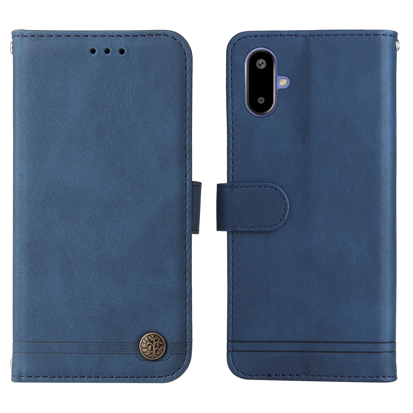 For Samsung Galaxy F06 5G Leather Wallet Cases Skin Touch Phone Cover Stand with Strap - Blue
