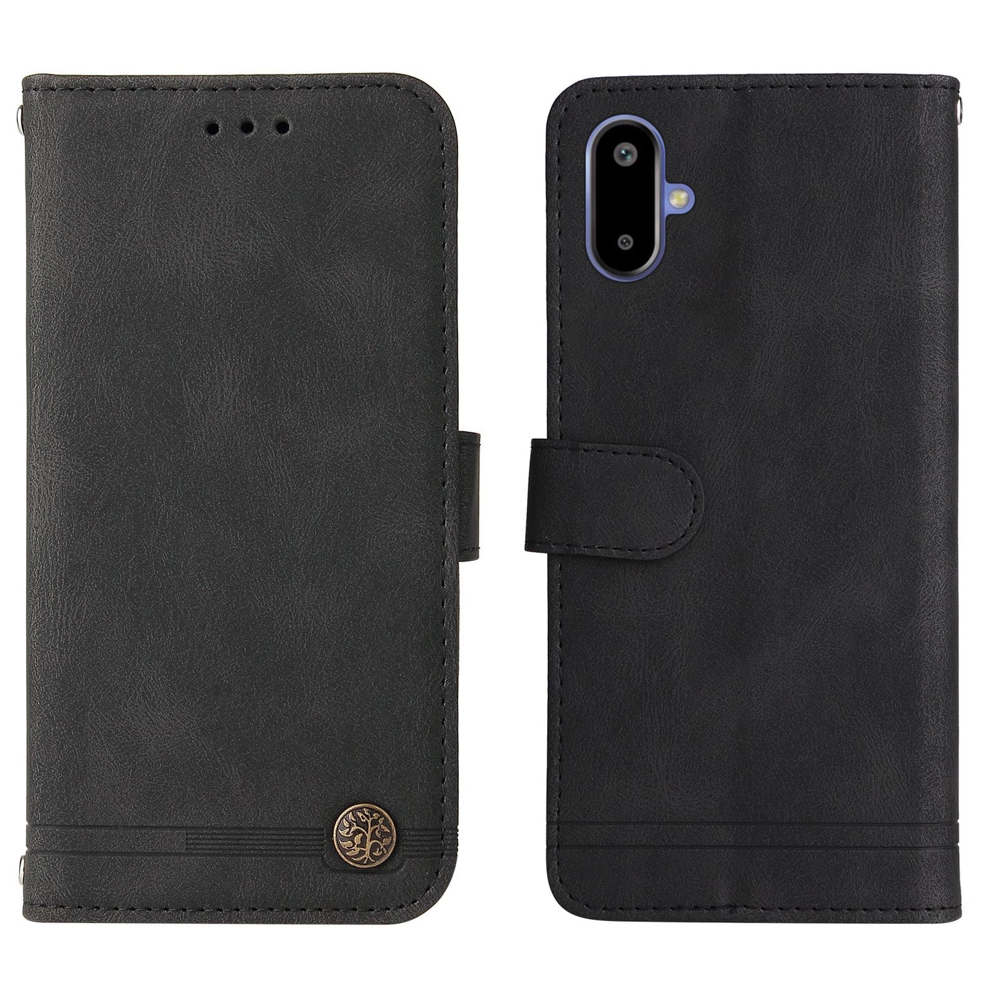 For Samsung Galaxy F06 5G Leather Wallet Cases Skin Touch Phone Cover Stand with Strap - Black