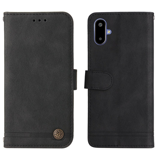 For Samsung Galaxy F06 5G Leather Wallet Cases Skin Touch Phone Cover Stand with Strap - Black
