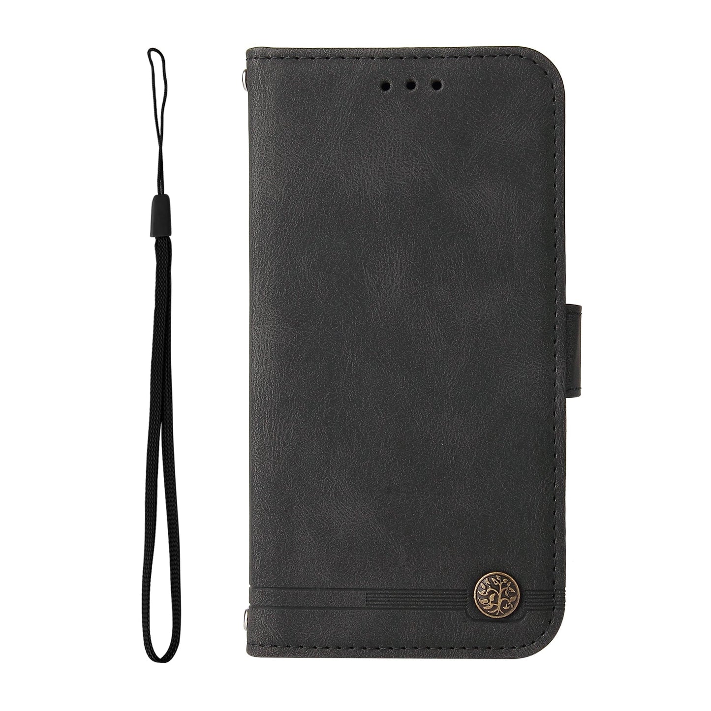 For Samsung Galaxy F06 5G Leather Wallet Cases Skin Touch Phone Cover Stand with Strap - Black
