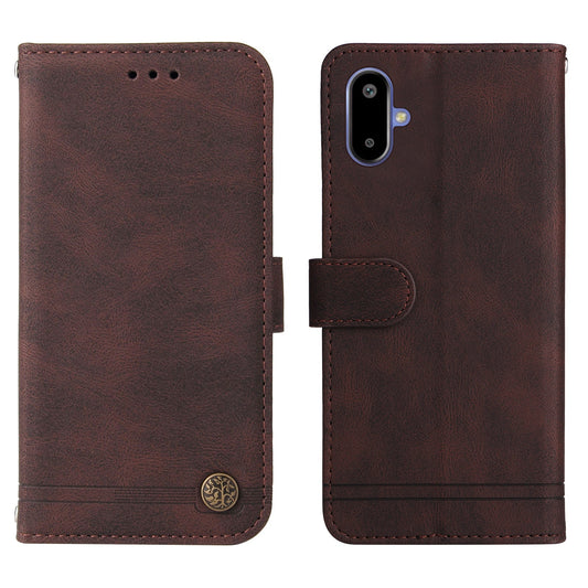 For Samsung Galaxy F06 5G Leather Wallet Cases Skin Touch Phone Cover Stand with Strap - Brown