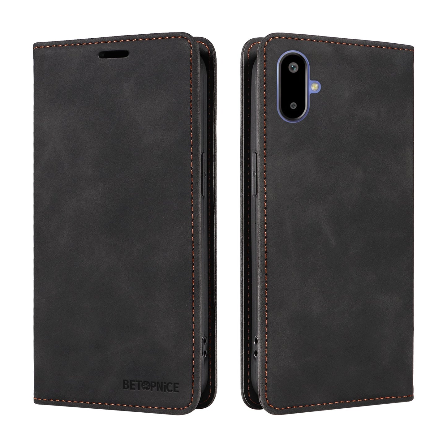 For Samsung Galaxy F06 5G Case BETOPNICE Magnetic Closure RFID Blocking Wallet Stand Leather Phone Cover - Black