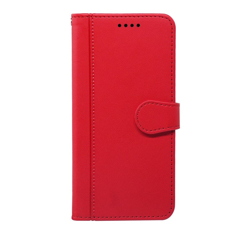 For Samsung Galaxy M16 5G  /  F16 5G Wallet Case Magnetic Snap Leather Phone Cover with Strap - Red