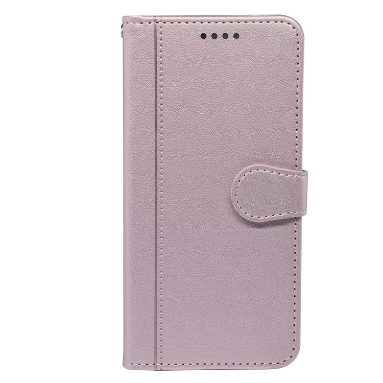 For Samsung Galaxy M16 5G  /  F16 5G Wallet Case Magnetic Snap Leather Phone Cover with Strap - Rose Gold