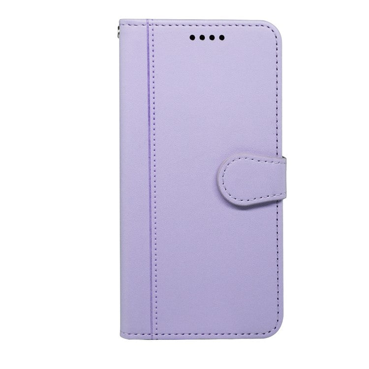 For Samsung Galaxy M16 5G  /  F16 5G Wallet Case Magnetic Snap Leather Phone Cover with Strap - Purple