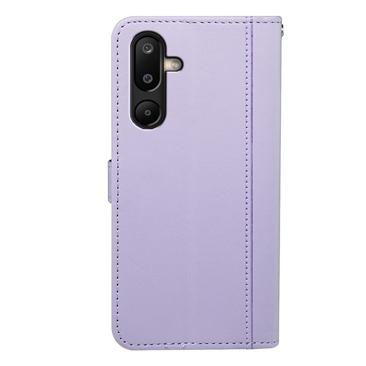 For Samsung Galaxy M16 5G  /  F16 5G Wallet Case Magnetic Snap Leather Phone Cover with Strap - Purple