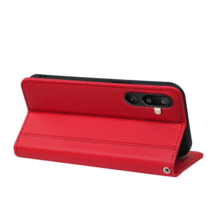 HX01 For Samsung Galaxy M16 5G  /  F16 5G Wallet Case Magnetic Closing PU Leather Phone Cover - Red