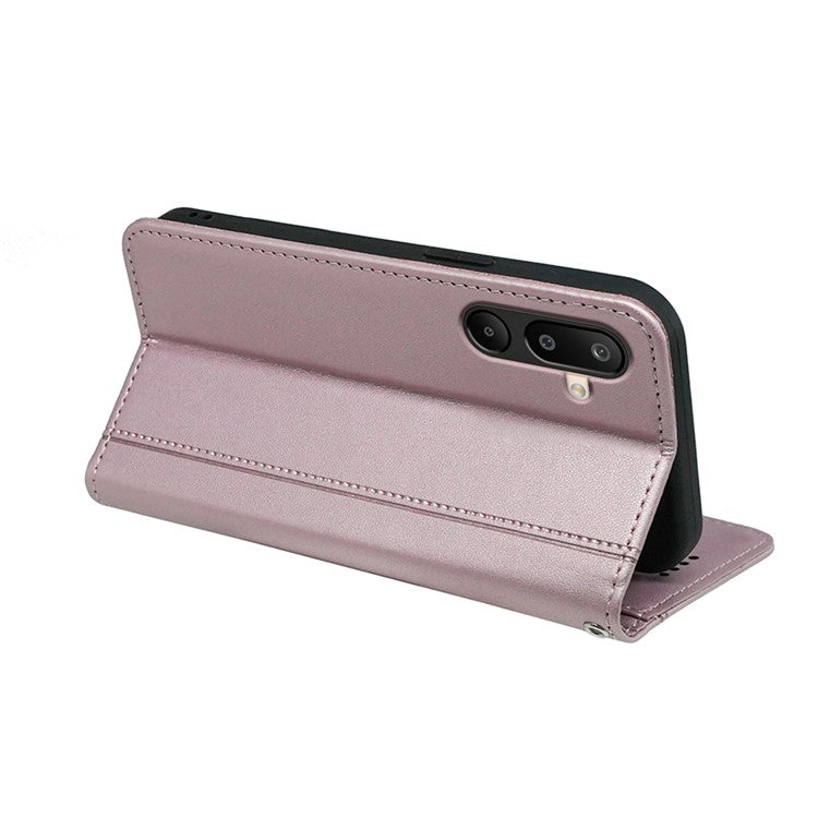 HX01 For Samsung Galaxy M16 5G  /  F16 5G Wallet Case Magnetic Closing PU Leather Phone Cover - Rose Gold