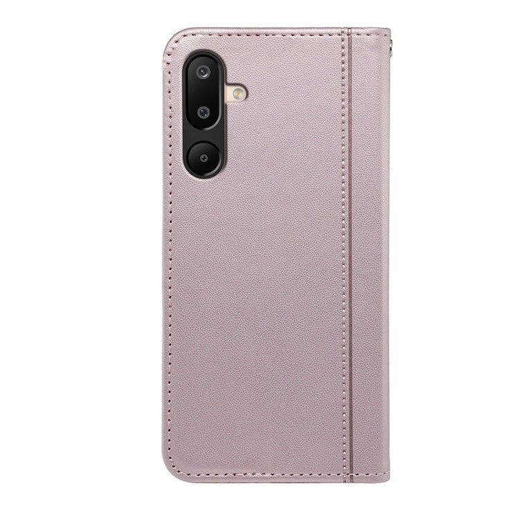 HX01 For Samsung Galaxy M16 5G  /  F16 5G Wallet Case Magnetic Closing PU Leather Phone Cover - Rose Gold