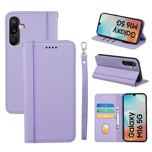 HX01 For Samsung Galaxy M16 5G  /  F16 5G Wallet Case Magnetic Closing PU Leather Phone Cover - Purple