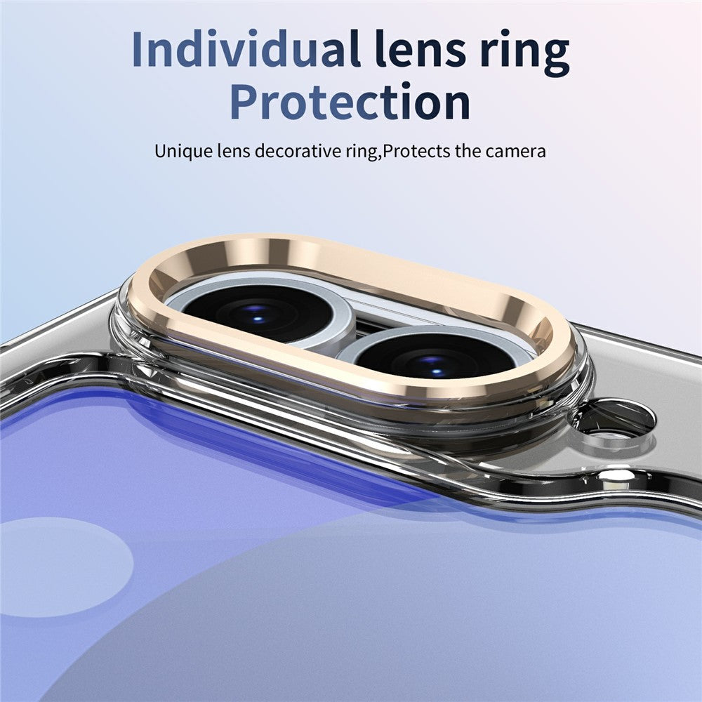 For Samsung Galaxy Z Flip7 FE 5G / Z Flip6 5G Case Magnetic Kickstand Clear PC Phone Cover with HD Screen Film - Desert Gold