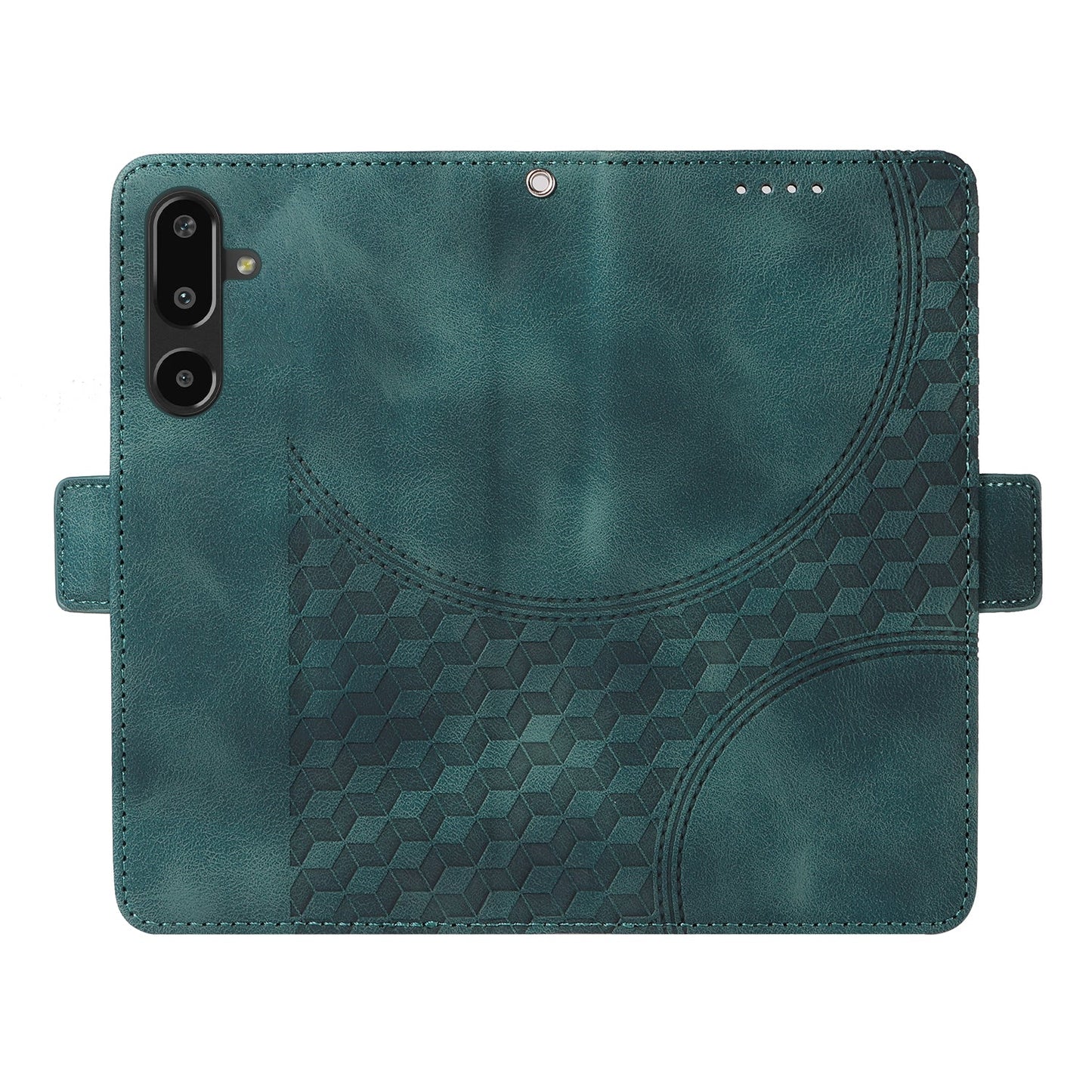 For Samsung Galaxy F16 5G / Galaxy M16 5G Leather Cases Wallet Rhombus Imprinted Phone Cover Stand with Strap - Green