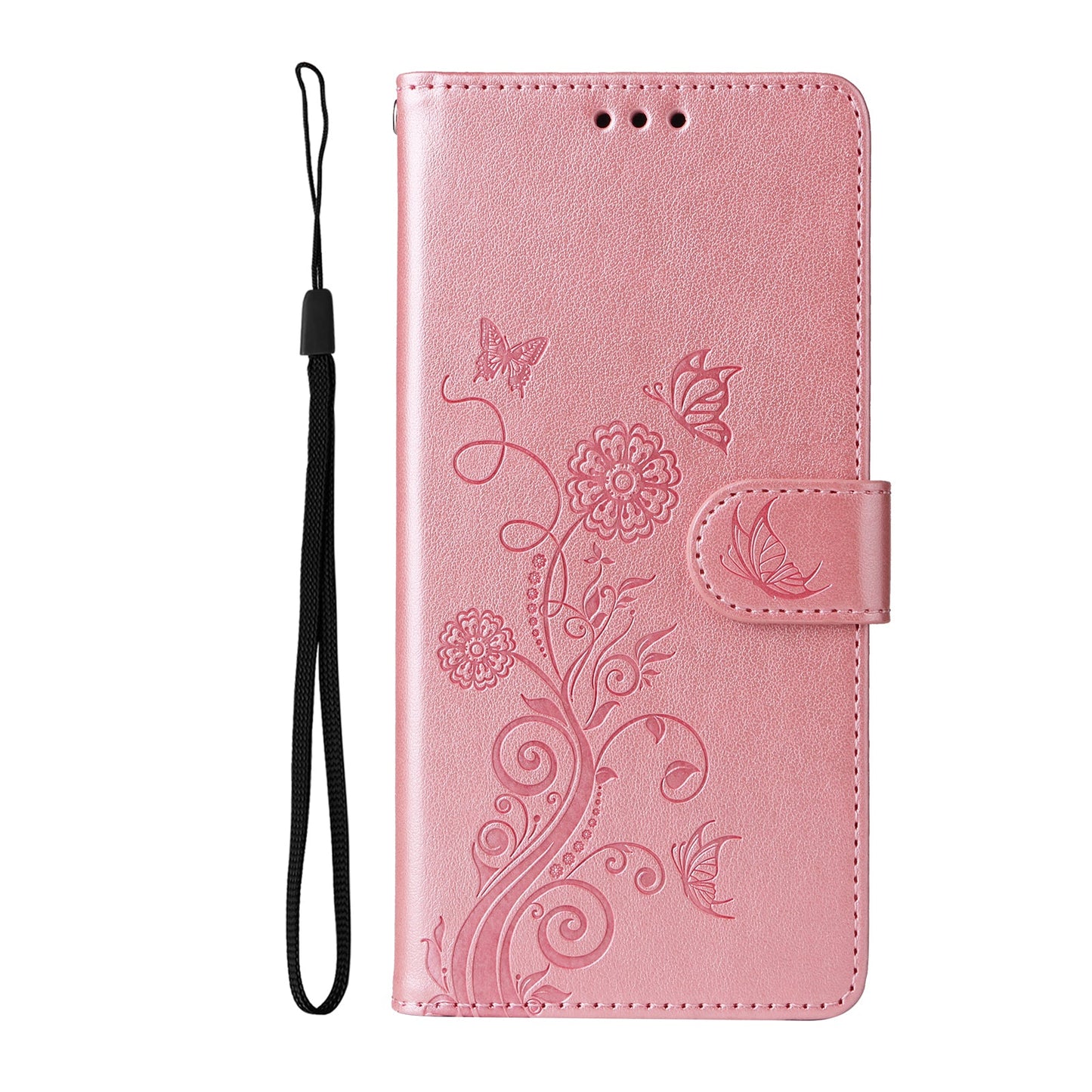 For Samsung Galaxy F16 5G / Galaxy M16 5G Leather Case Butterfly Floral Imprint Wallet Stand Cover - Pink