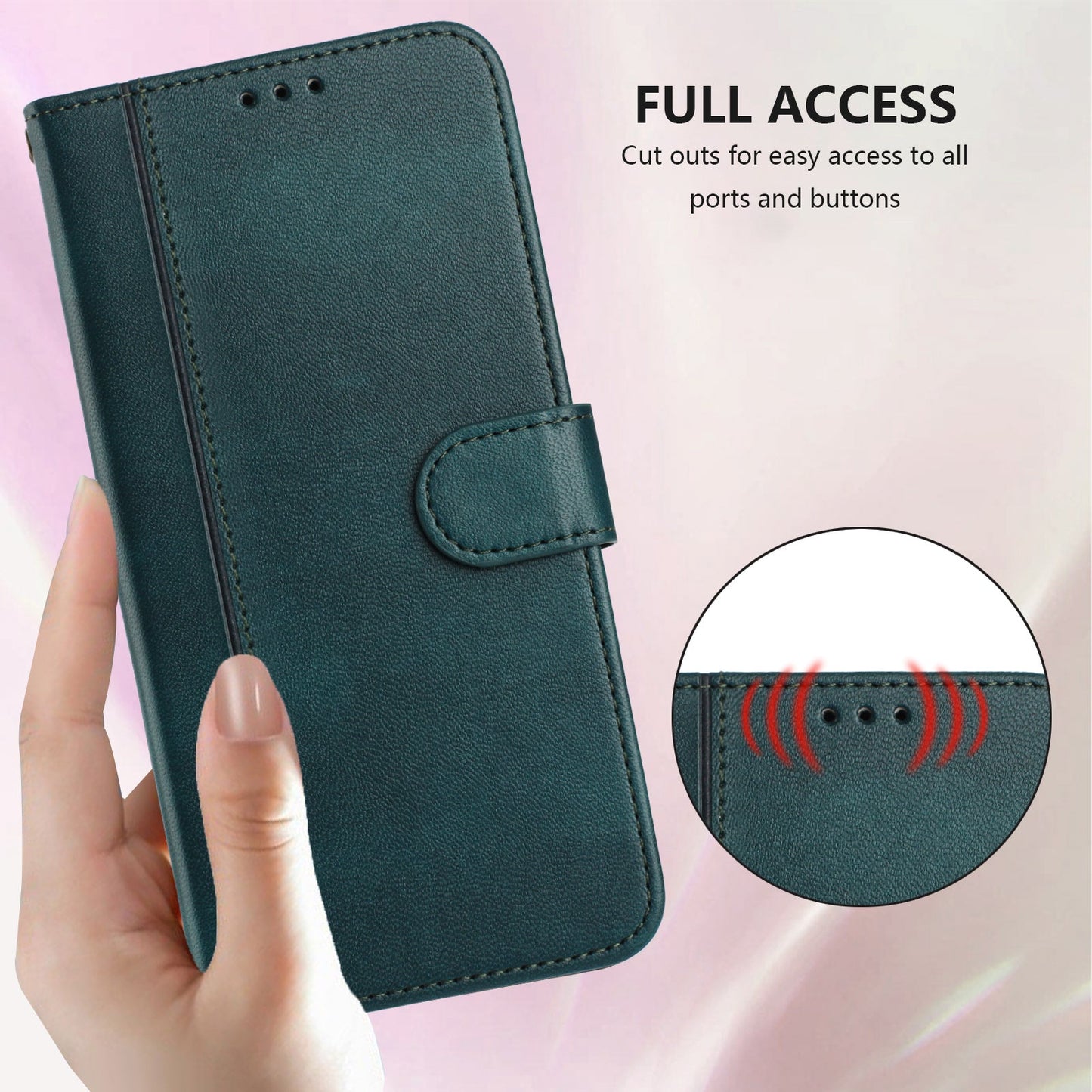 For Oppo Reno13 Pro 5G Cases Wallet Stand Retro Texture Leather Phone Cover with Lanyard - Dark Green