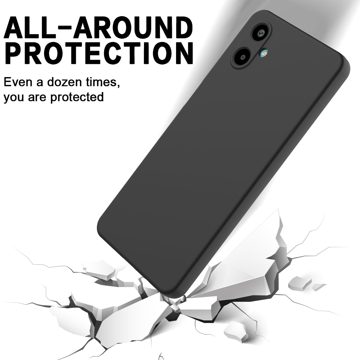 For Samsung Galaxy F06 5G / Galaxy M06 5G Liquid Silicone Case Phone Back Cover with Hand Strap - Black