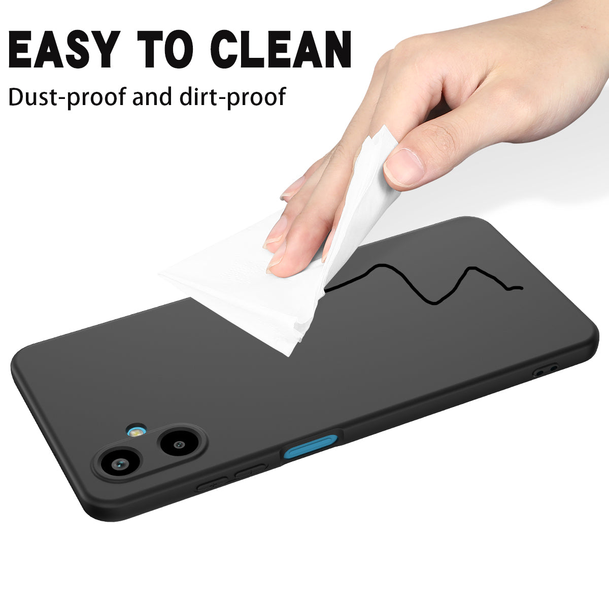 For Samsung Galaxy F06 5G / Galaxy M06 5G Liquid Silicone Case Phone Back Cover with Hand Strap - Black