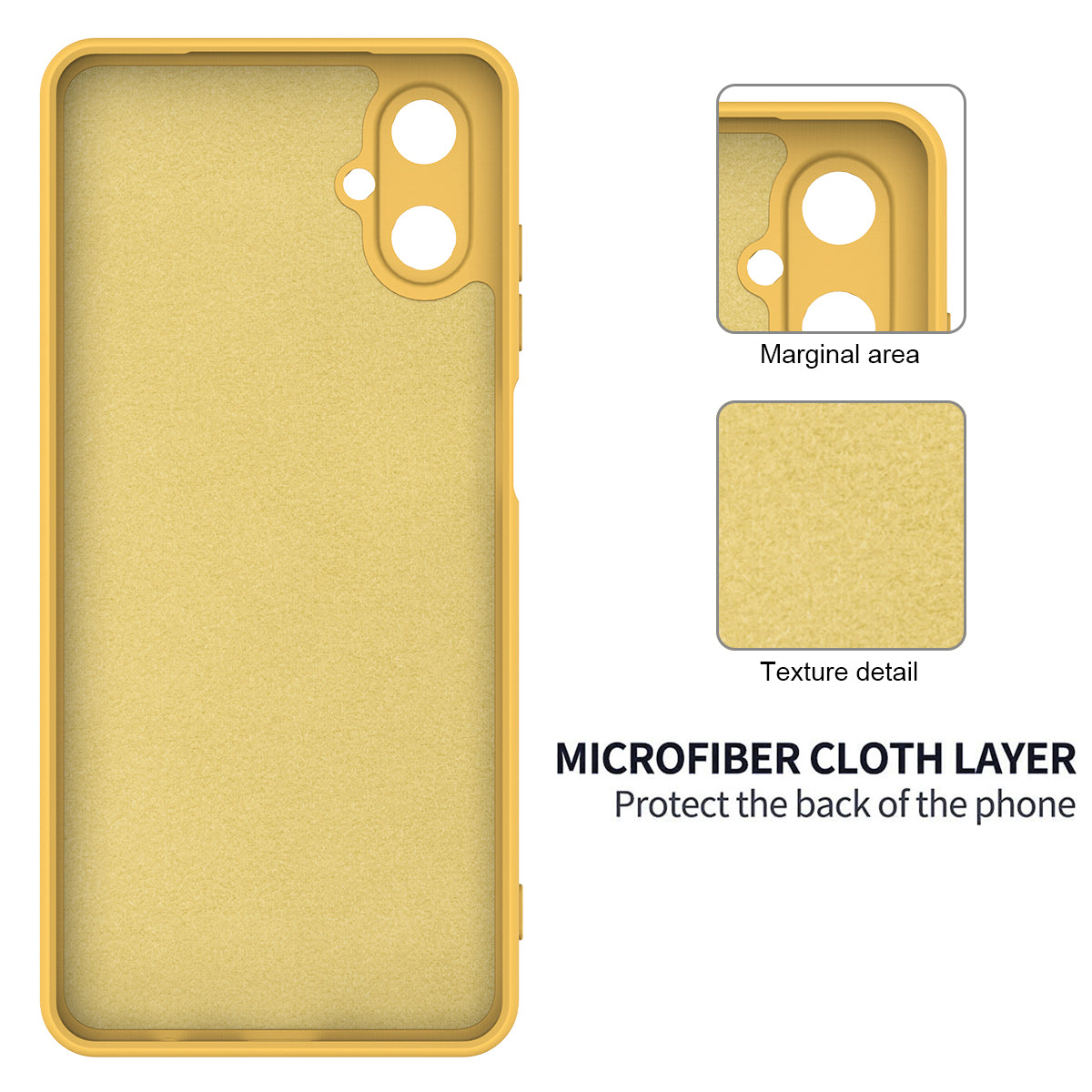 For Samsung Galaxy F06 5G / Galaxy M06 5G Liquid Silicone Case Phone Back Cover with Hand Strap - Yellow